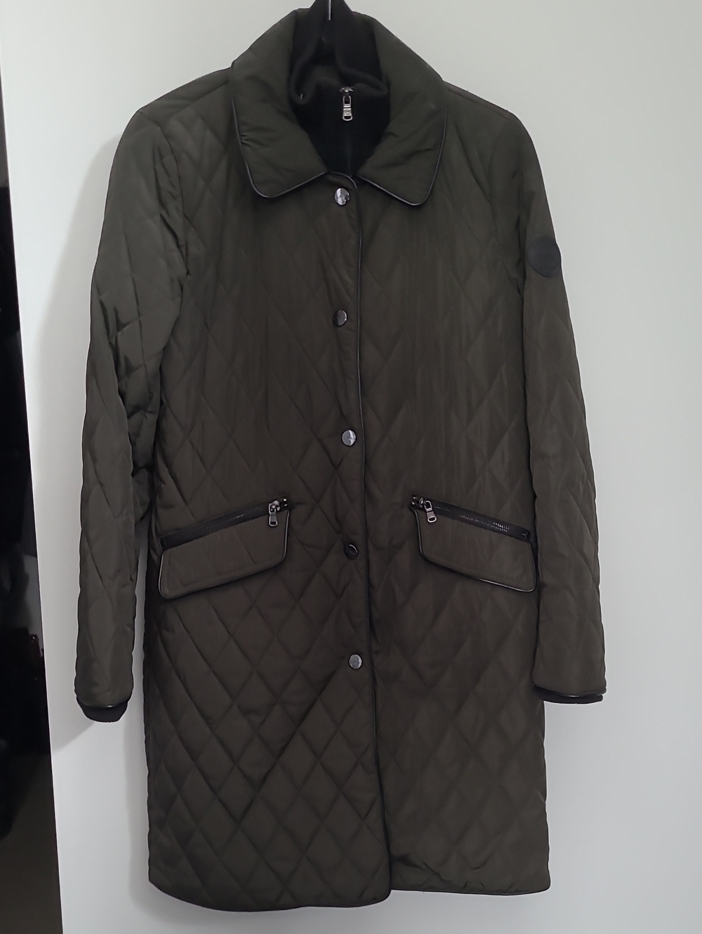 Small Ralph Lauren Quilted Long Coat in Olive Green - Women's Jacket